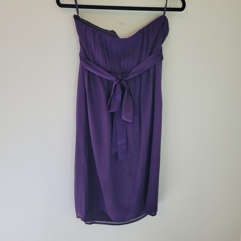 A Pea in the Pod Purple Strapless Silk Dress - Picture 3 of 9